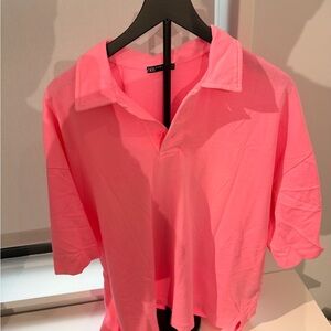 Zara Neon Pink Button Down Shirt